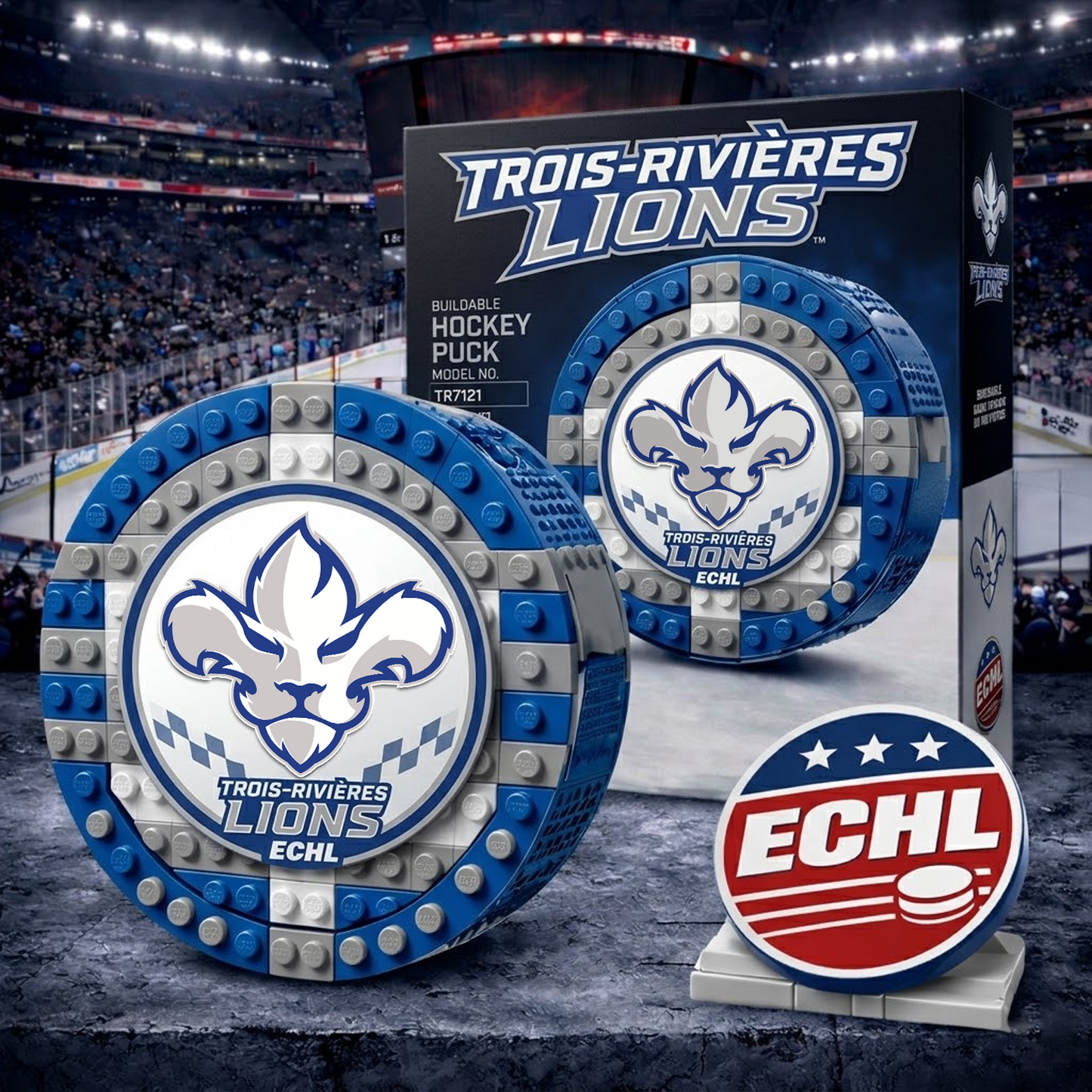 TRL x ECHL Hockey Puck Building Block Set NAK NHT