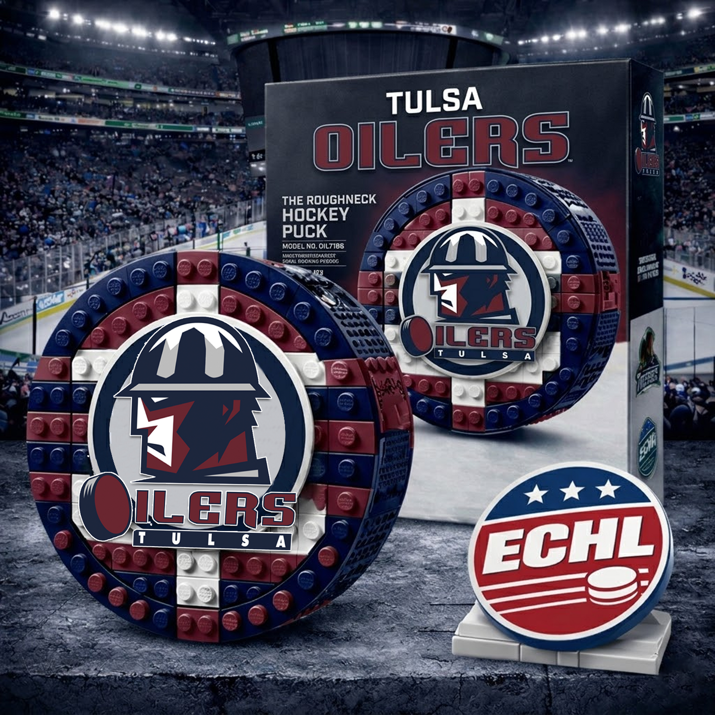 TUL x ECHL Hockey Puck Building Block Set NAK NHT