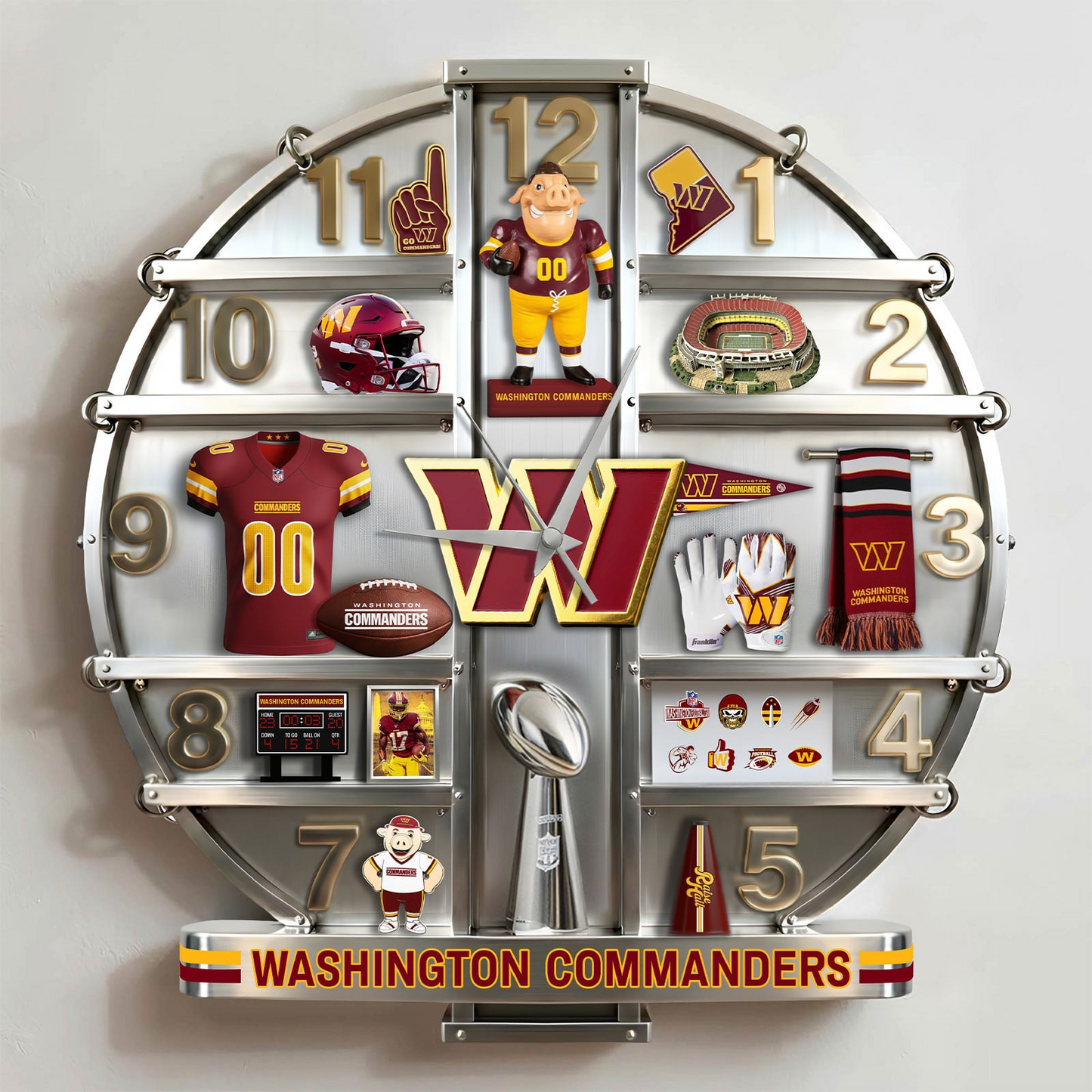 WC x NFL Home Decorative 3D Visual Effect Acrylic Wall Clock NAK CTKT