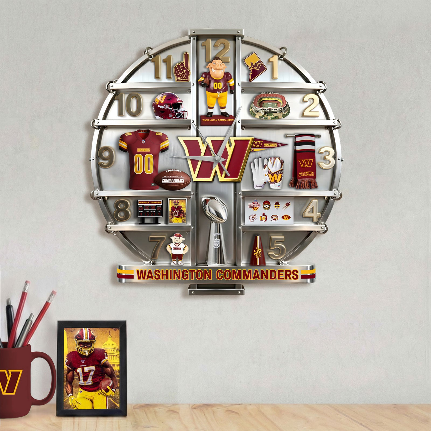 WC x NFL Home Decorative 3D Visual Effect Acrylic Wall Clock NAK CTKT
