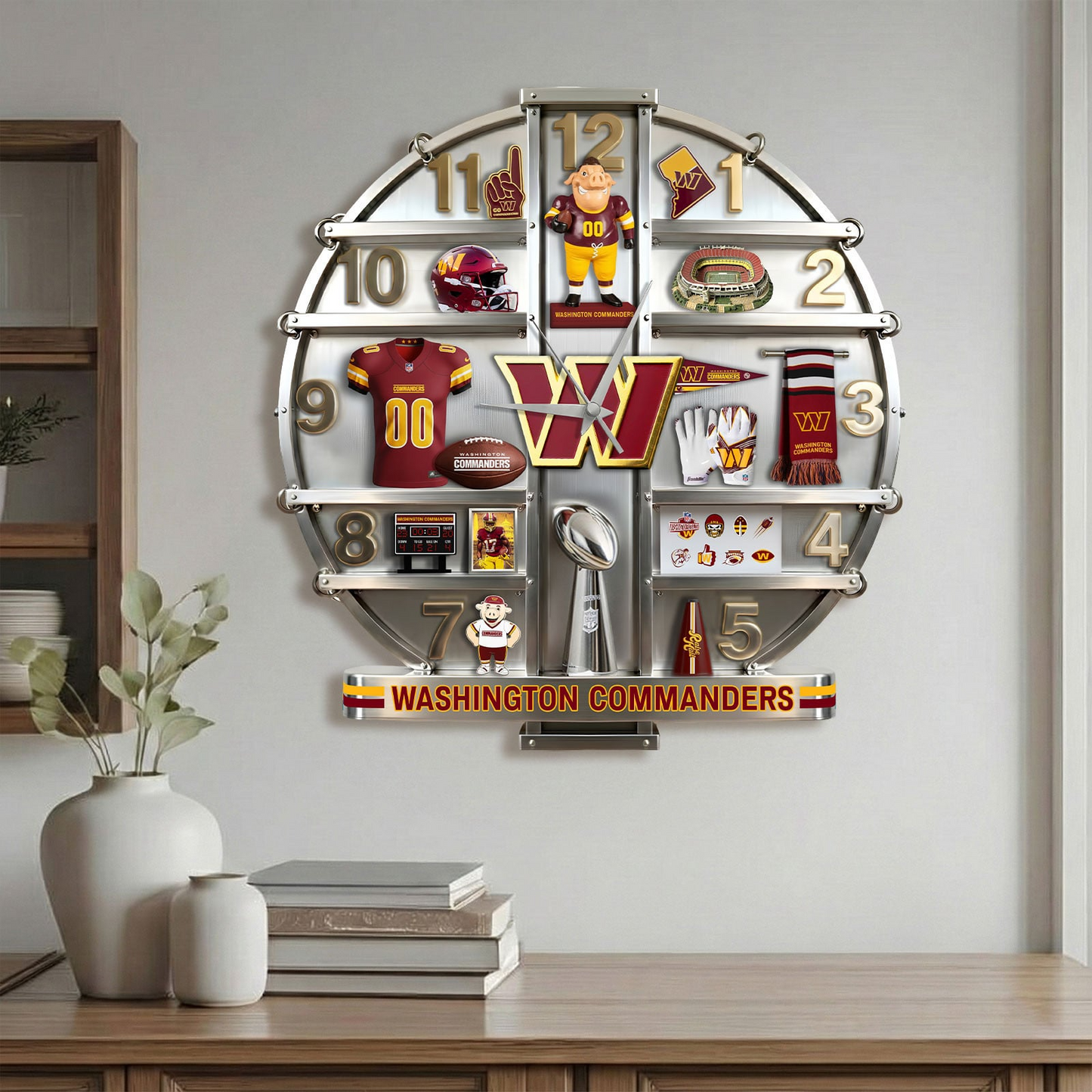 WC x NFL Home Decorative 3D Visual Effect Acrylic Wall Clock NAK CTKT
